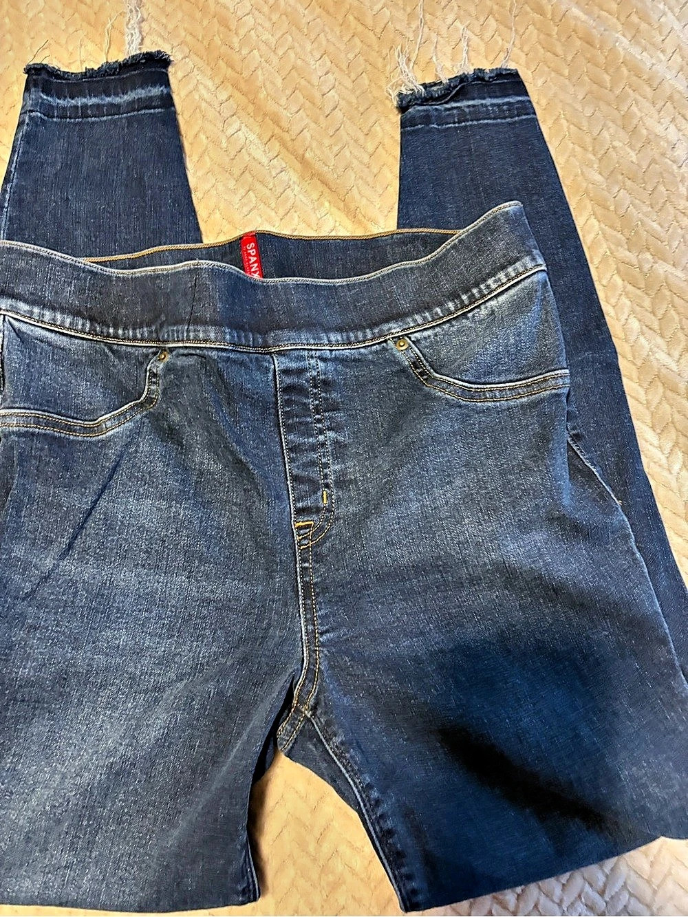 SPANX Distressed Ankle Skinny Denim Leggings Blue Size Large